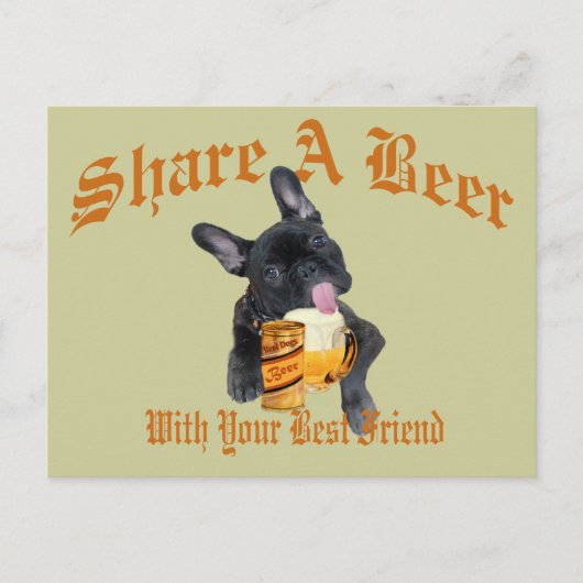 Bulldog Shares a Beer Briefkaart (Voorkant)