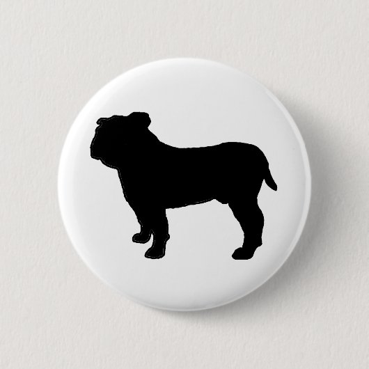 Bulldog Silhouet Ronde Button 5,7 Cm (Voorkant)