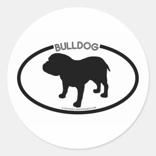 Bulldog Silhouet Zwart Sticker (Voorkant)