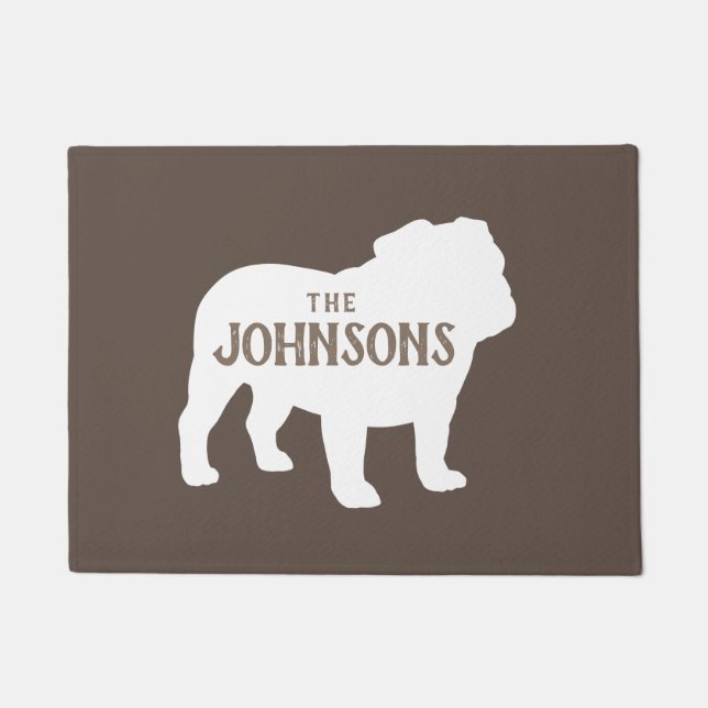 Bulldog Silhouette Custom Hondenliefhebber Doormat Deurmat (Voorkant)