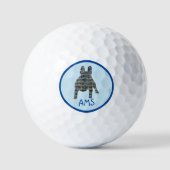 Bulldog Silhouette Monogram Grid Blue Golfballen (Voorkant)