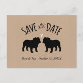 Bulldog Silhouetten Bruiloft Save the Date Aankondigingskaart (Voorkant)