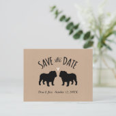 Bulldog Silhouetten Bruiloft Save the Date Aankondigingskaart (Staand voorkant)