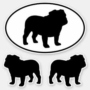 Bulldog Silhouettes Cool Dog Vinyl Sticker Set