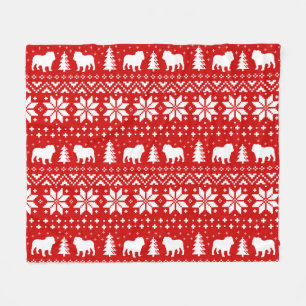 Bulldog Silhouettes Dogs kerstfeestrob Fleece Deken