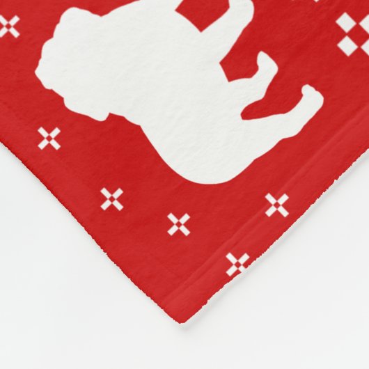 Bulldog Silhouettes Dogs kerstfeestrob Fleece Deken (Hoek)