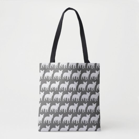 Bulldog Silhouettes Frenchie Dogs Patterned Tote Bag (Voorkant)