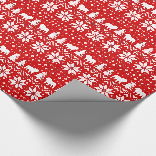 Bulldog Silhouettes kerstdogs Holiday Pattern Cadeaupapier (Hoek)