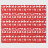Bulldog Silhouettes kerstdogs Holiday Pattern Cadeaupapier (Vlak)