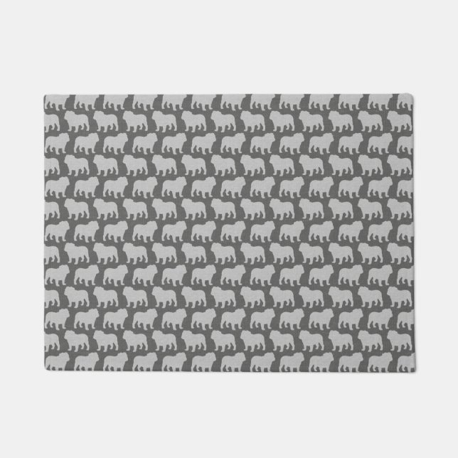 Bulldog Silhouettes Pattern | Grijs van Hondenlief Deurmat (Voorkant)