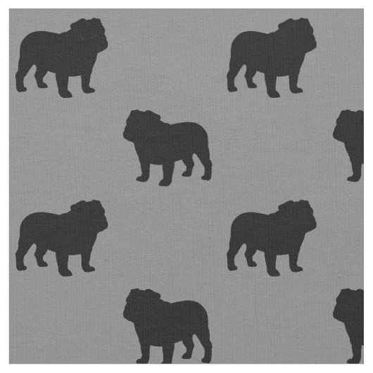 Bulldog Silhouettes Pattern | Hondenras grijs Stof (Close Up)