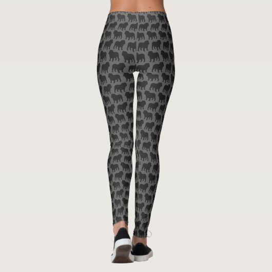 Bulldog Silhouettes Pattern | Koel Hondenliefhebbe Leggings (Achterkant)