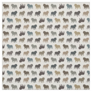 Bulldog Silhouettes Pattern Koel Hondenras Stof