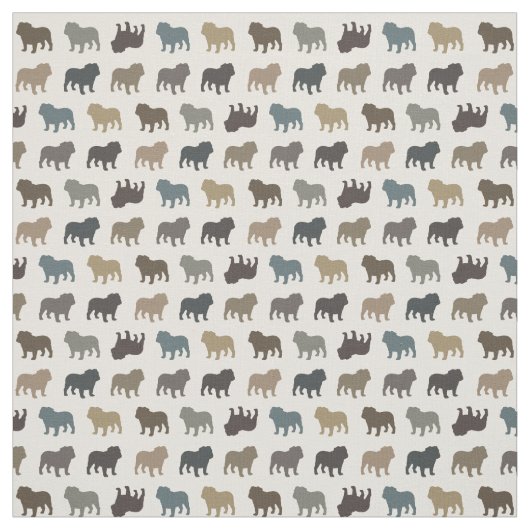 Bulldog Silhouettes Pattern | Koel Hondenras Stof (Swatch)