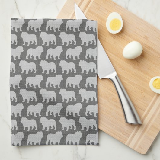 Bulldog Silhouettes Pattern Theedoek (Quarter Fold)