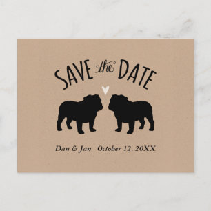 Bulldog Silhouettes Wedding Save the Date Aankondigingskaart