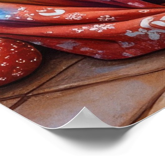 Bulldog Sitting by Fireplace with Christmas Lights Poster (Hoek)