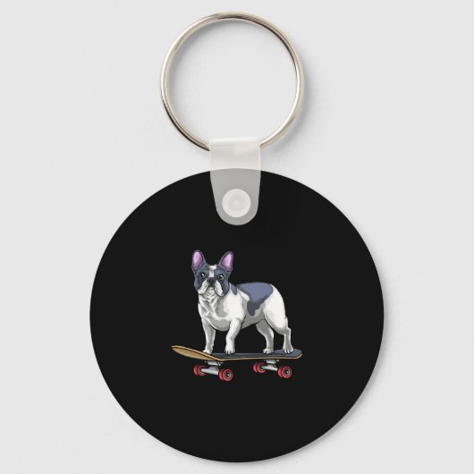 Bulldog skateboard skateboarden sleutelhanger (Voorkant)