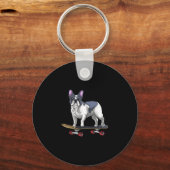 Bulldog skateboard skateboarden sleutelhanger (Voorkant)