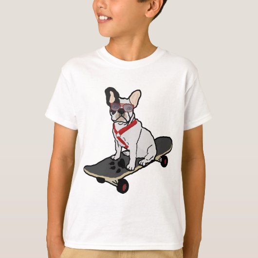 Bulldog Skateboarden met zonnebrillen KindTee T-shirt (Voorkant)
