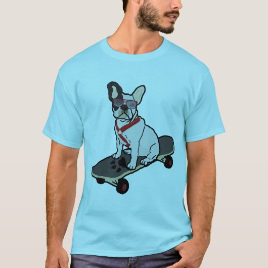 Bulldog Skateboarden met zonnebrillen T-shirt (Voorkant)