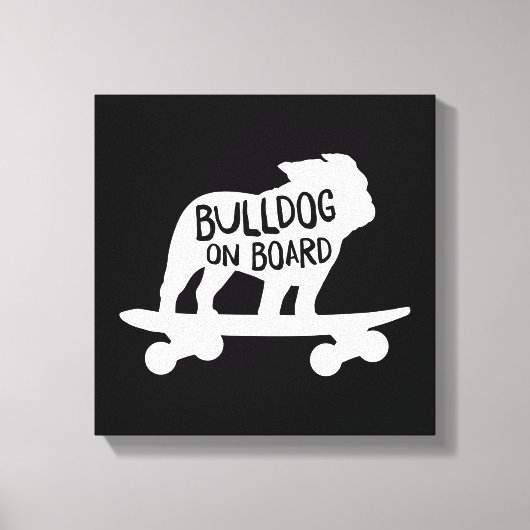 Bulldog | Skateboarding Dog Silhouette Canvas Afdruk (Voorkant)