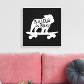 Bulldog | Skateboarding Dog Silhouette Canvas Afdruk (Insitu (Woonkamer))