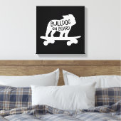 Bulldog | Skateboarding Dog Silhouette Canvas Afdruk (Insitu (Slaapkamer))