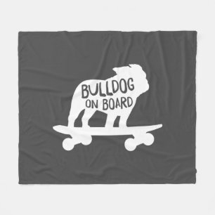 Bulldog Skateboarding Dog Silhouette Fleece Deken