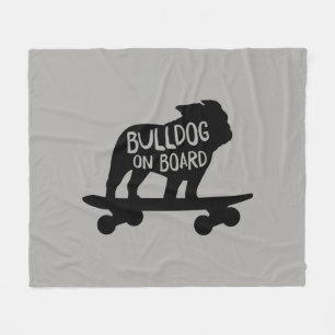 Bulldog   Skateboarding Dog Silhouette Fleece Deken