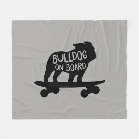 Bulldog | Skateboarding Dog Silhouette Fleece Deken (Voorkant (Horizontaal))