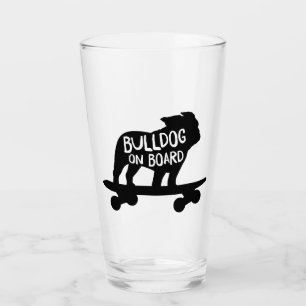Bulldog Skateboarding Dog Silhouette Glas