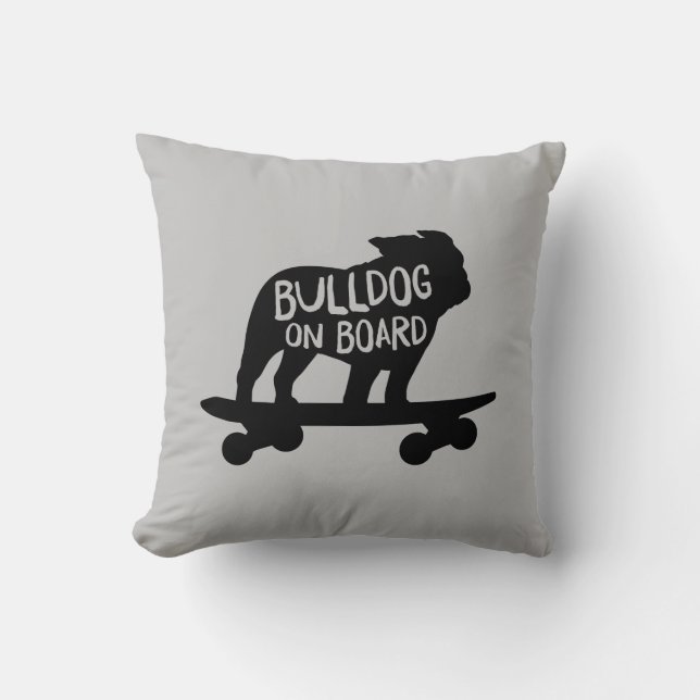 Bulldog | Skateboarding Dog Silhouette Kussen (Voorkant)