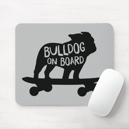 Bulldog | Skateboarding Dog Silhouette Muismat (Met muis)