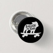 Bulldog | Skateboarding Dog Silhouette Ronde Button 3,2 Cm (Voorkant /achterkant)