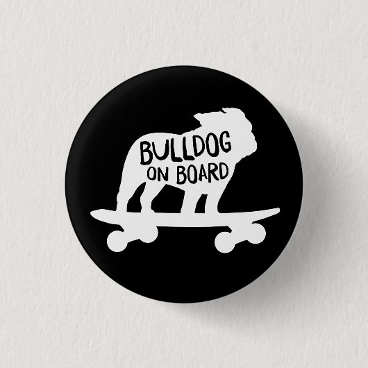 Bulldog | Skateboarding Dog Silhouette Ronde Button 3,2 Cm (Voorkant)