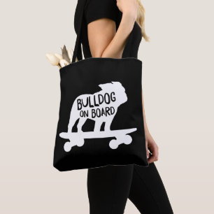 Bulldog Skateboarding Dog Silhouette Tote Bag
