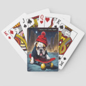 Bulldog skater monogram kinder oud meid spel pokerkaarten (Achterkant)