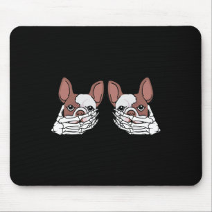 Bulldog skelet hand op borst Halloween kostuum Muismat