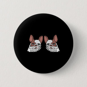 Bulldog skelet hand op borst Halloween kostuum Ronde Button 5,7 Cm