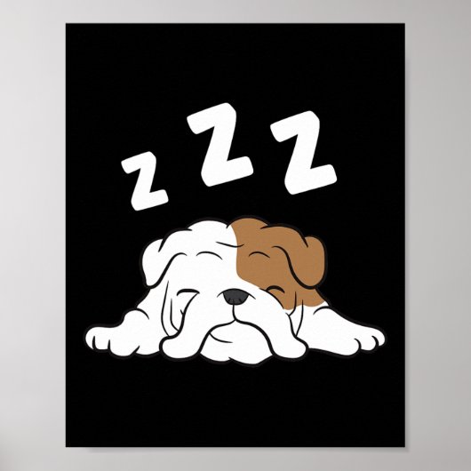 Bulldog Sleeping Bulldog Pyjama Fun Bulldog Poster (Voorkant)