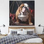 Bulldog Snowy Sleigh Kerst Decor Canvas Afdruk (Insitu (Slaapkamer))