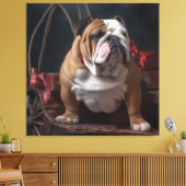 Bulldog Snowy Sleigh Kerst Decor Canvas Afdruk (Insitu (Woonkamer))