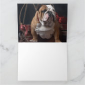 Bulldog Snowy Sleigh Kerst Decor Kaart (Binnen)
