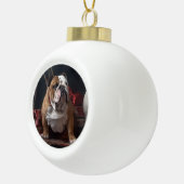 Bulldog Snowy Sleigh Kerst Decor Keramische Bal Ornament (Rechts)