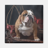 Bulldog Snowy Sleigh Kerst Decor Magneet (Voorkant)