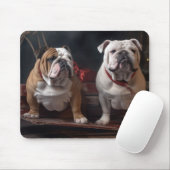Bulldog Snowy Sleigh Kerst Decor Muismat (Met muis)