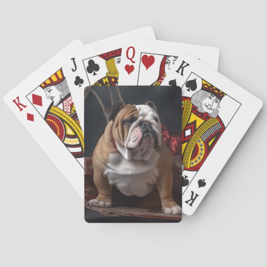 Bulldog Snowy Sleigh Kerst Decor Pokerkaarten (Achterkant)