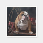 Bulldog Snowy Sleigh Kerst Decor Servet (Voorkant)