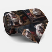 Bulldog Snowy Sleigh Kerst Decor Stropdas (Opgerold)